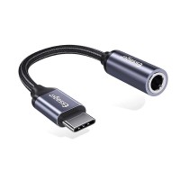 Кабель-перехiдник Essager E01 Type c to 3.5mm Jack Headphone Adapter  grey (EZJE01-0G) (EZJE01-0G)