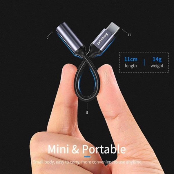 Кабель-перехiдник Essager E01 Type c to 3.5mm Jack Headphone Adapter  grey (EZJE01-0G) (EZJE01-0G)
