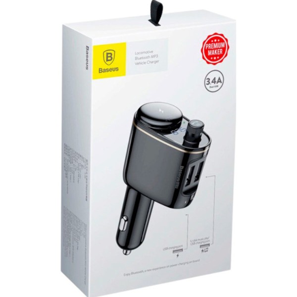 АЗП з FM-модулятором Baseus S-06 Car Bluetooth MP3 Player Black (CCHC000001)