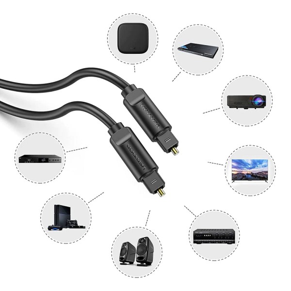 Аудіокабель Vention Optical Fiber Audio Cable 1.5M Black (BAEBG) (BAEBG)