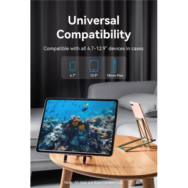 Тримач для телефона Vention Portable Cell Phone Stand Holder for Desk Aluminum Alloy Type Gray (KCZH0) (KCZH0)