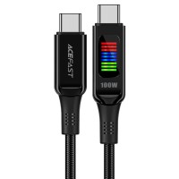 Кабель ACEFAST C7-03 Type-C to Type-C 5A, 100W, 1.2m, nylon, zinc connectors, LED, Black (6974316282778)