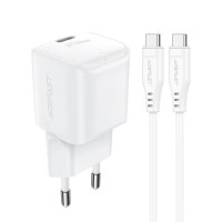 Мережевий зарядний пристрій ACEFAST A73 mini PD20W GaN single USB-C charger set (C3-03) White (6974316282655)