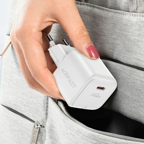 Мережевий зарядний пристрій ACEFAST A73 mini PD20W GaN single USB-C charger set (C3-03) White (6974316282655)