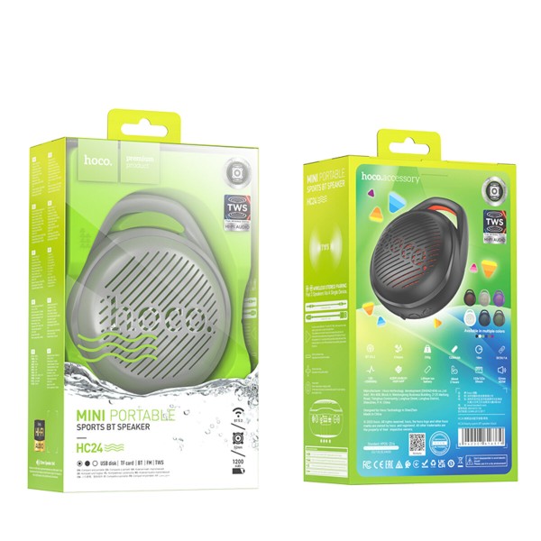 Портативна колонка HOCO HC24 Hearty sports BT speaker Gray (6942007616386)