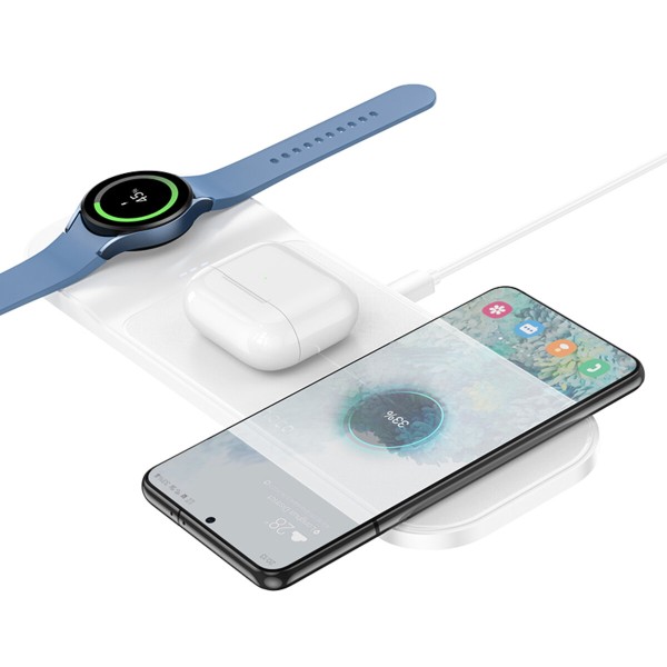 Бездротовий зарядний пристрій HOCO CQ6 Power 3-in-1 wireless fast charger(SAM Watch) White (6942007612036)