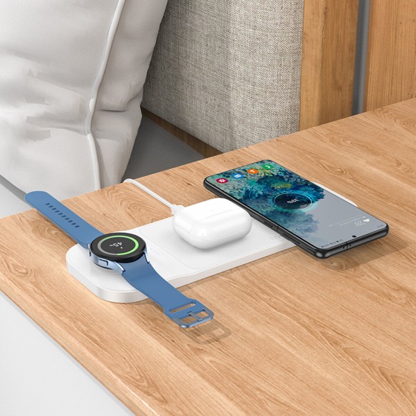 Бездротовий зарядний пристрій HOCO CQ6 Power 3-in-1 wireless fast charger(SAM Watch) White (6942007612036)
