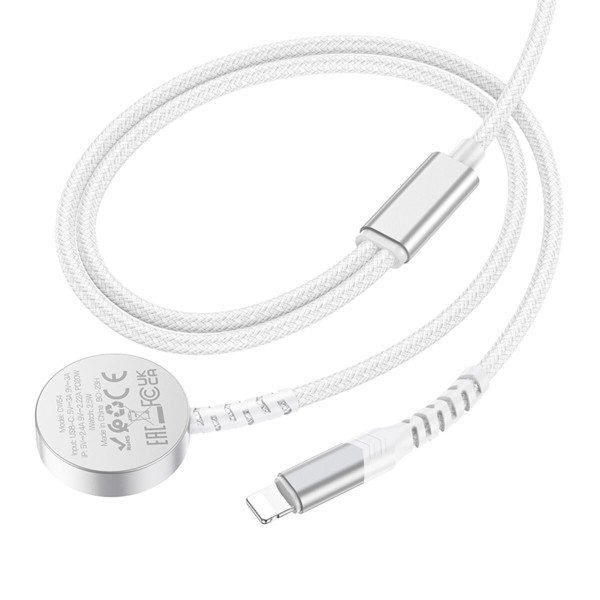 Бездротовий зарядний пристрій HOCO CW54 2-in-1 charging cable iP+iWatch White (6942007611398)