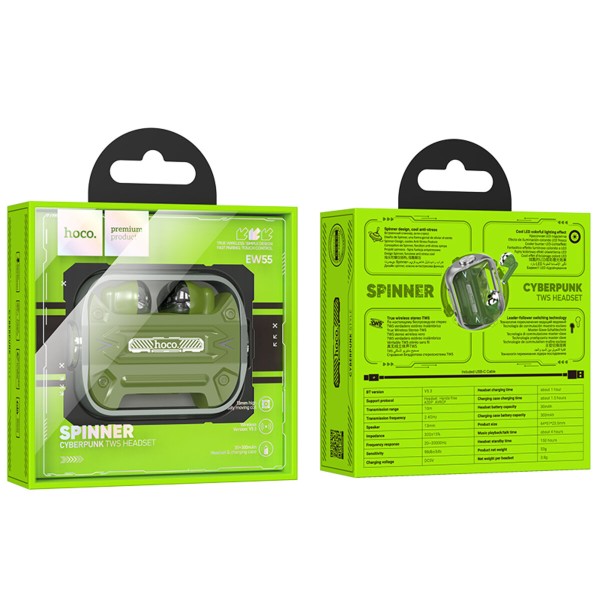 Навушники HOCO EW55 Trendy true wireless BT gaming headset Army Green (6942007605236)
