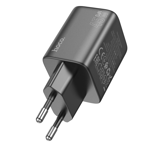 Мережевий зарядний пристрій HOCO N42 Elogiado dual-port PD45W(2C) charger Black (6942007617086)