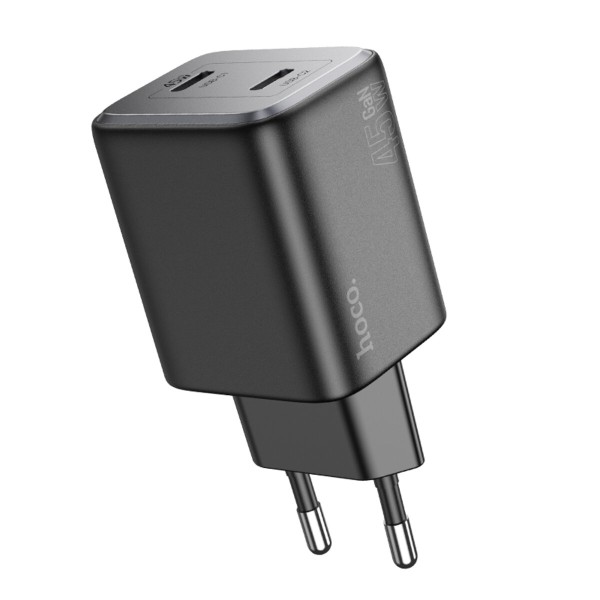 Мережевий зарядний пристрій HOCO N42 Elogiado dual-port PD45W(2C) charger Black (6942007617086)