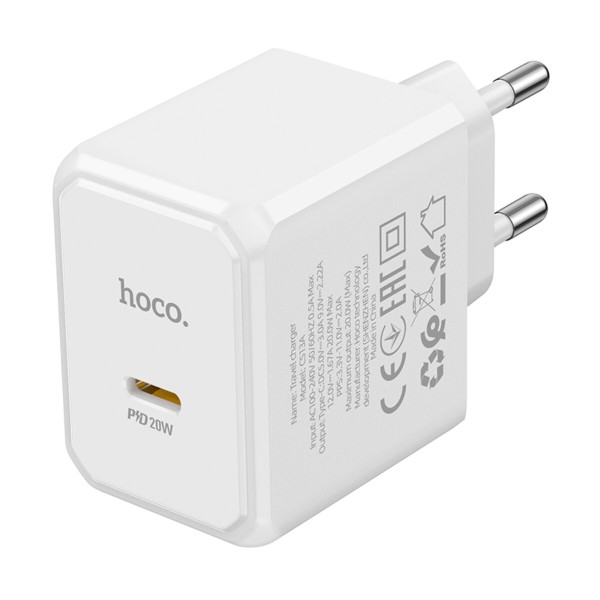 Мережевий зарядний пристрій HOCO CS13A Ocean single port PD20W charger White (6942007603812)