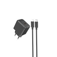 Мережевий зарядний пристрій HOCO CS13A Ocean single port PD20W charger set(C to iP) Black (6942007603829)