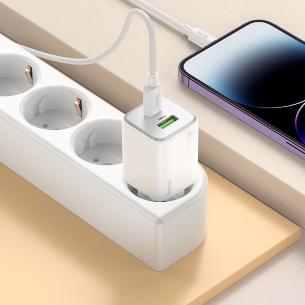 Мережевий зарядний пристрій HOCO N41 Almighty PD20W+QC3.0 charger White (6942007617031)