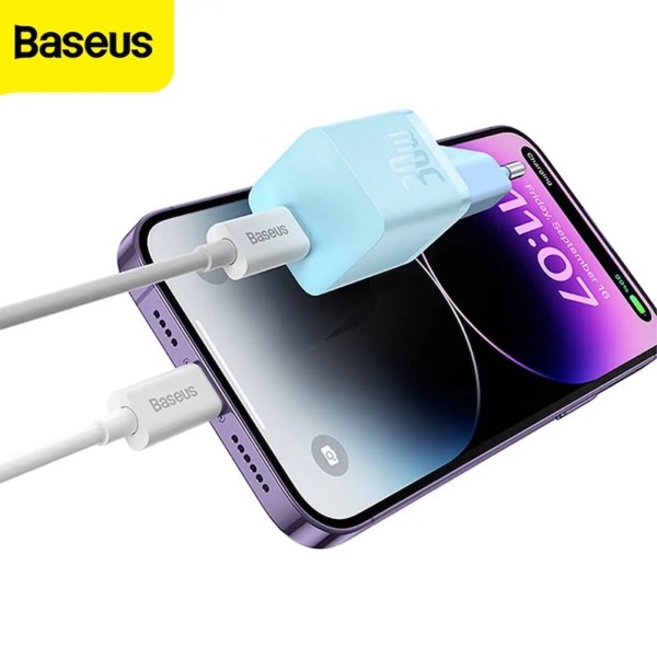 Мережевий зарядний пристрій Baseus GaN5 Fast Charger(mini) 1C 30W EU Blue (CCGN070603)