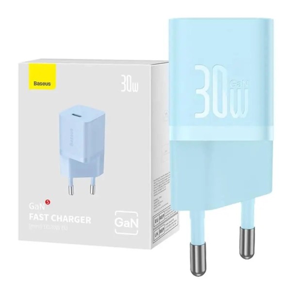 Мережевий зарядний пристрій Baseus GaN5 Fast Charger(mini) 1C 30W EU Blue (CCGN070603)