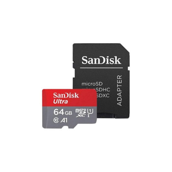 Карта пам'яті microSDXC (UHS-1) SanDisk Ultra 64Gb class 10 A1 (140Mb/s) (adapter SD) Imaging Packaging (SDSQUAB-064G-GN6IA)