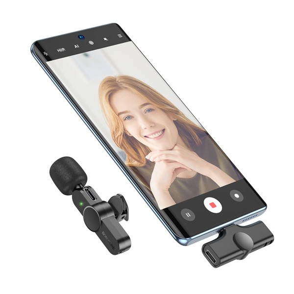 Бездротова мікрофонна система BOROFONE BFK12 Trophy lavalier wireless digital microphone Type-C Black (6941991106392)