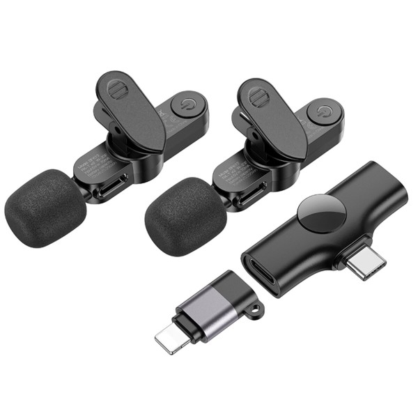 Бездротова мікрофонна система BOROFONE BFK12 Trophy lavalier wireless digital microphone(iP/Type-C) Black (6941991106408)