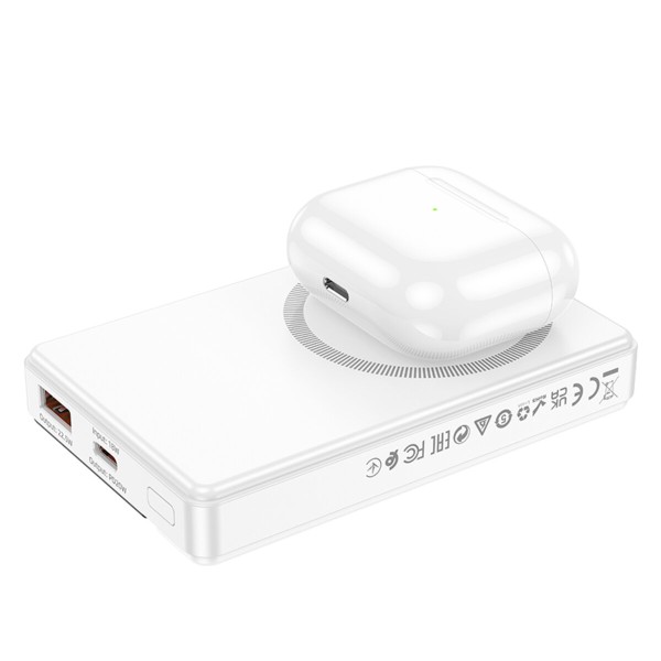 Зовнішній акумулятор BOROFONE BJ49 Astute 22.5W+PD20W fully compatible magnetic power bank(10000mAh) White (6941991109904)