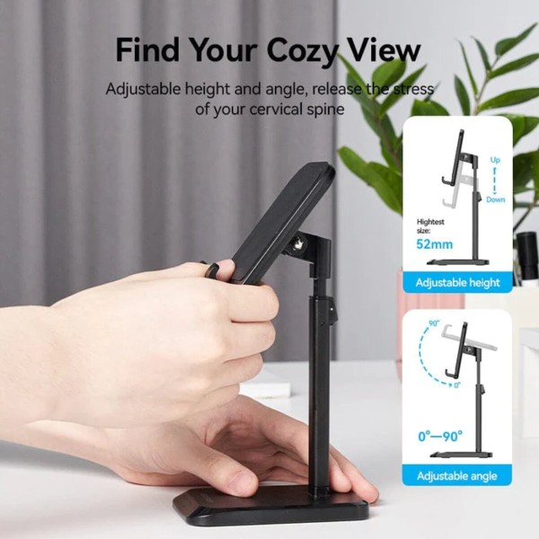 Тримач для телефона Height Adjustable Desktop Cell Phone Stand Black Aluminum Alloy Type (KCQB0) (KCQB0)