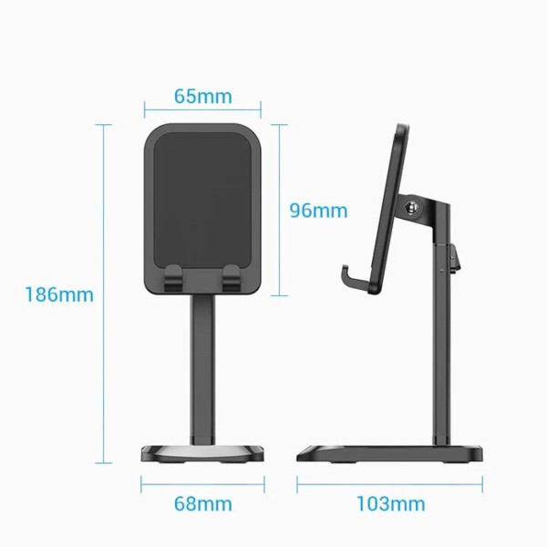 Тримач для телефона Height Adjustable Desktop Cell Phone Stand Black Aluminum Alloy Type (KCQB0) (KCQB0)