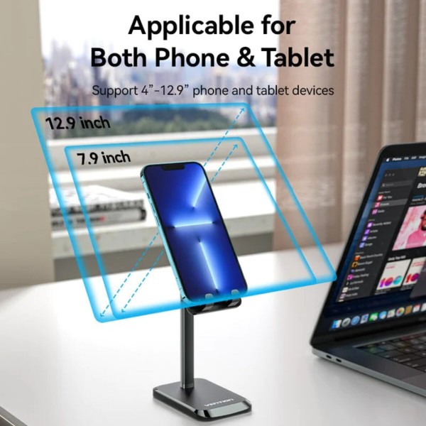 Тримач для телефона Height Adjustable Desktop Cell Phone Stand Black Aluminum Alloy Type (KCQB0) (KCQB0)