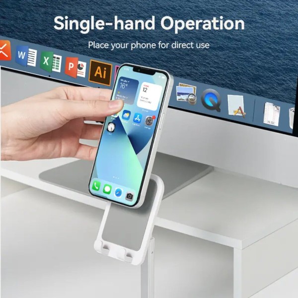 Тримач для телефона Height Adjustable Desktop Cell Phone Stand White Aluminum Alloy Type (KCQW0) (KCQW0)