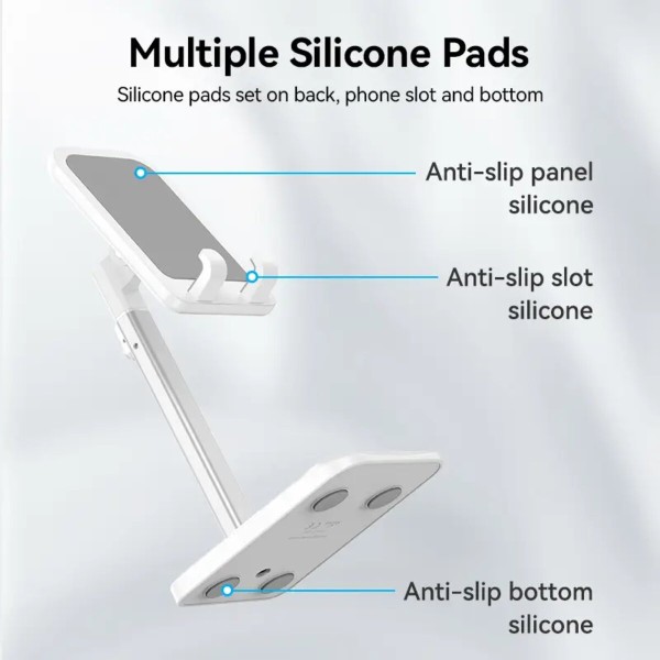 Тримач для телефона Height Adjustable Desktop Cell Phone Stand White Aluminum Alloy Type (KCQW0) (KCQW0)