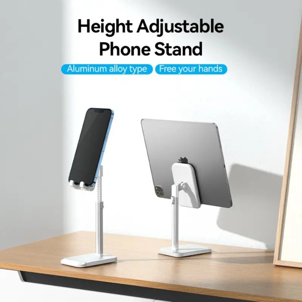 Тримач для телефона Height Adjustable Desktop Cell Phone Stand White Aluminum Alloy Type (KCQW0) (KCQW0)