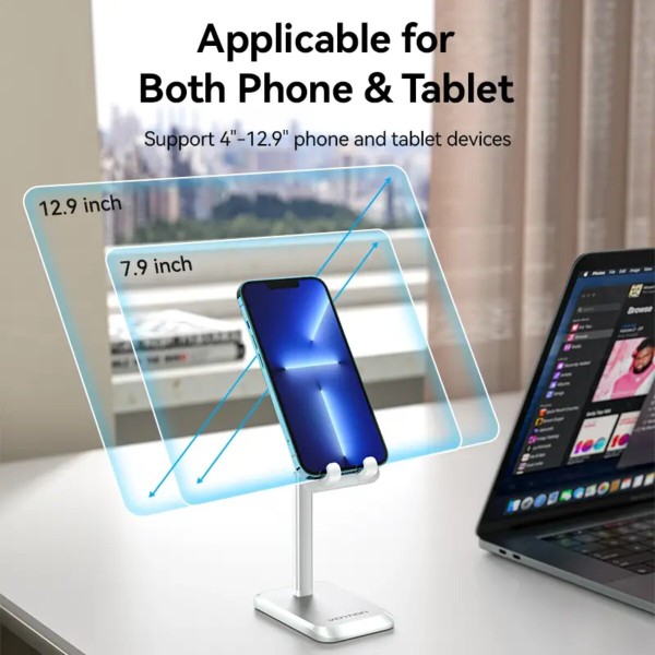 Тримач для телефона Height Adjustable Desktop Cell Phone Stand White Aluminum Alloy Type (KCQW0) (KCQW0)