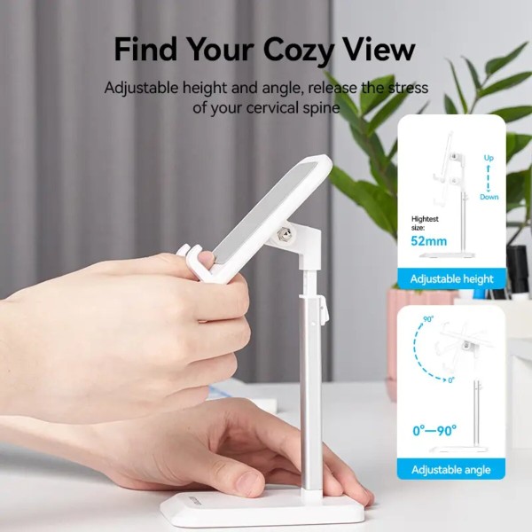 Тримач для телефона Height Adjustable Desktop Cell Phone Stand White Aluminum Alloy Type (KCQW0) (KCQW0)