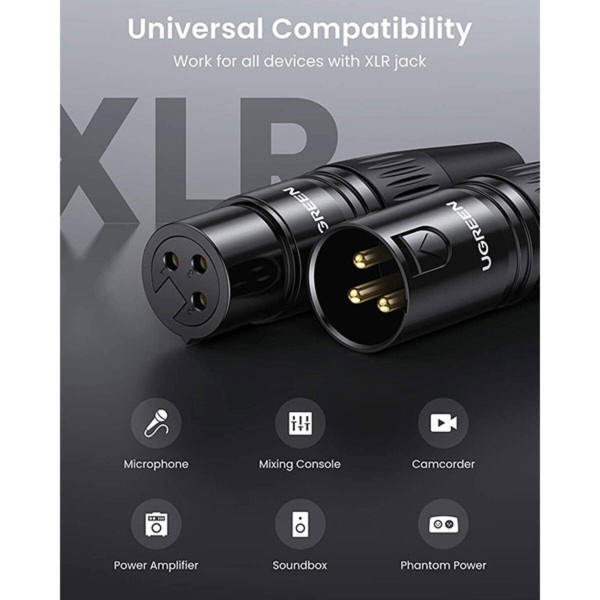 Аудiоконектор UGREEN AV162 Cannon Female Connector(UGR-80440) (UGR-80440)