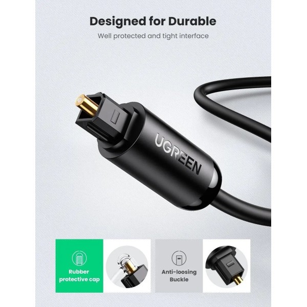 Аудіокабель UGREEN AV122 Toslink Optical Audio Cable 2m (Black)(UGR-70892) (UGR-70892)