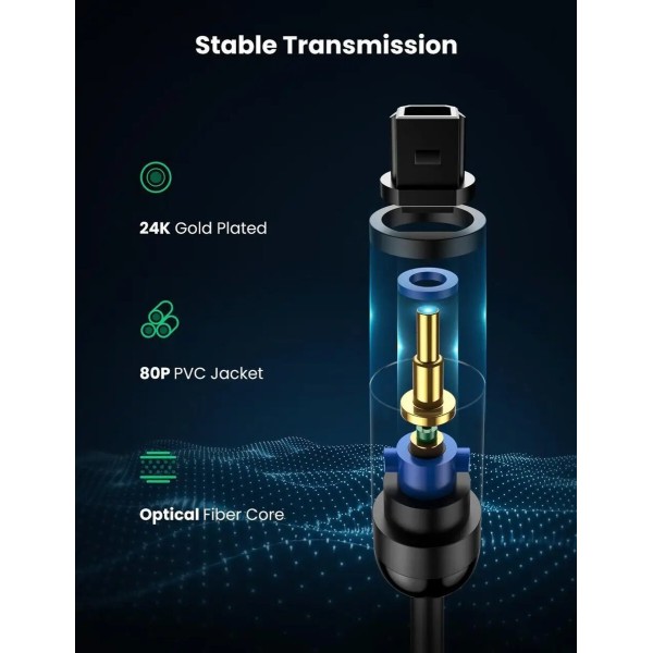 Аудіокабель UGREEN AV122 Toslink Optical Audio Cable 2m (Black)(UGR-70892) (UGR-70892)