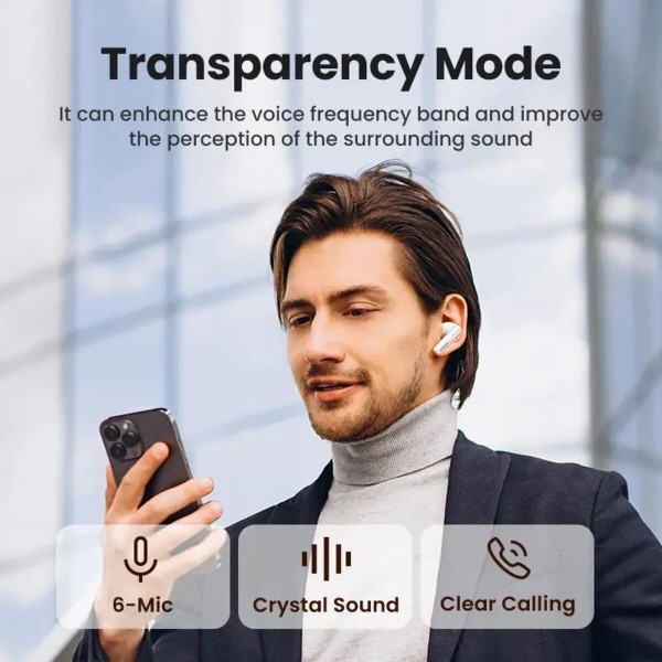 Бездротові навушники UGREEN WS200 HiTune T6 Hybrid Active Noise-Cancelling Earbuds(UGR-15158) (UGR-15158)