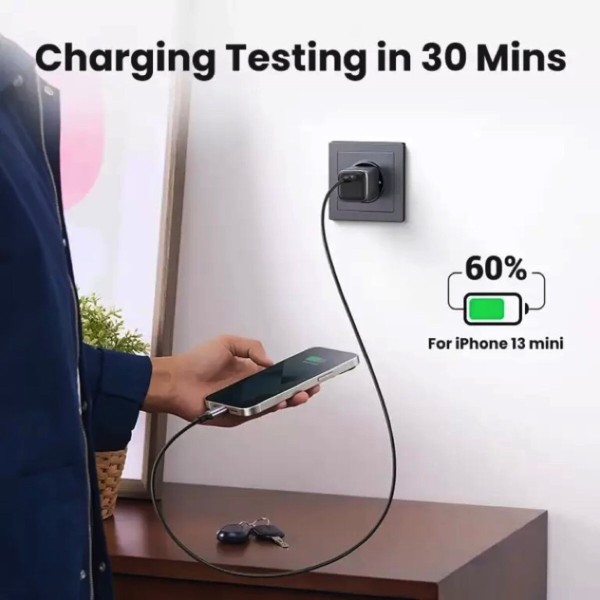 Мережевий зарядний пристрій UGREEN CD319 USB-C GaN Fast Charger 30W EU (Space Gray)(UGR-90666) (UGR-90666)