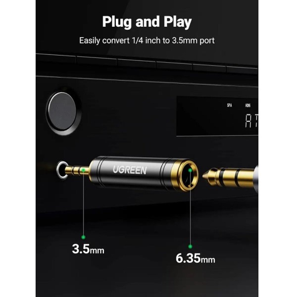 Аудіо адаптер UGREEN AV168 3.5mm Male to 6.35mm Female Adapter 1pcs(UGR-60711) (UGR-60711)