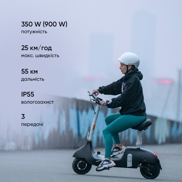 Електросамокат з сидінням OKAI Ceetle PRO EA10C Black 10', 350(900)W, 25Km/h, 10,4Ah, 55Km, 20%, NFC, App, 29kg (EA10C-B)