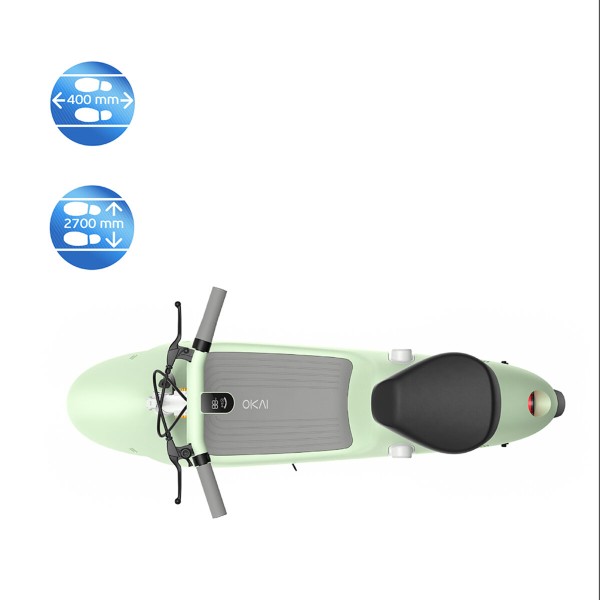 Електросамокат з сидінням OKAI Ceetle PRO EA10C Mint Green 10', 350(900)W, 25Km/h, 10,4Ah, 55Km, 20%,NFC, App, 29kg (EA10C-MG)