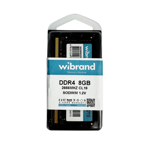 Оперативна пам'ять DDR4 Wibrand 8GB 2666MHz CL19 SODIMM (WI2666DDR4S/8GB)