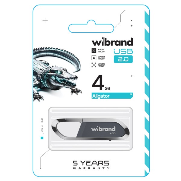 Флеш-накопичувач Wibrand USB 2.0 Aligator 4Gb Grey (WI2.0/AL4U7G)