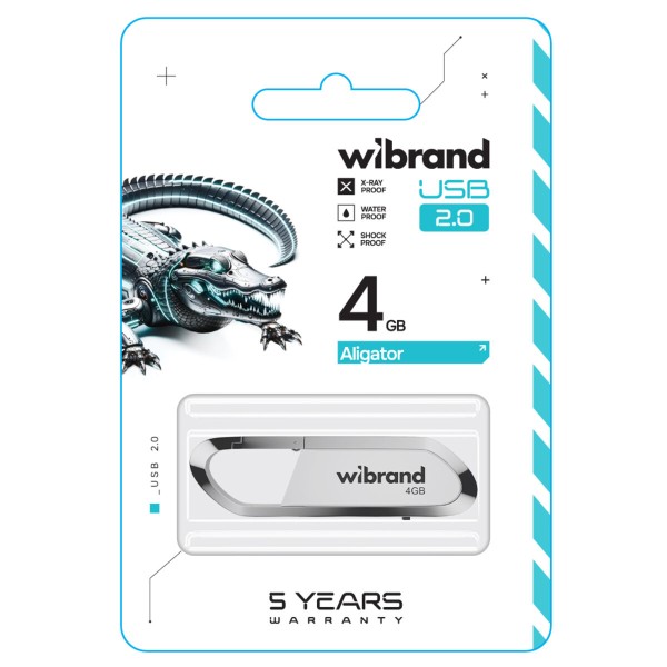 Флеш-накопичувач Wibrand USB 2.0 Aligator 4Gb White (WI2.0/AL4U7W)