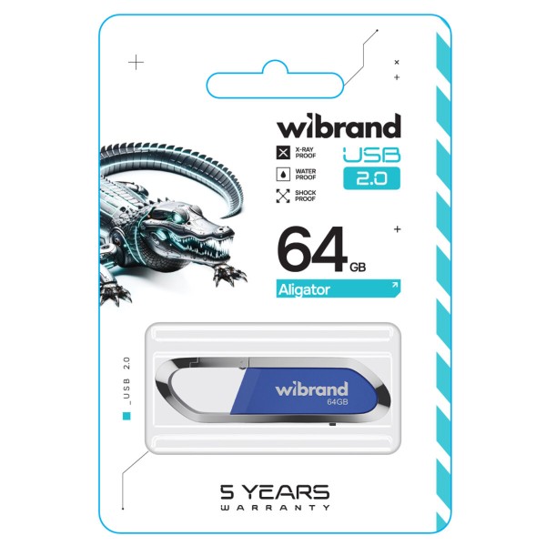Флеш-накопичувач Wibrand USB 2.0 Aligator 64Gb Blue (WI2.0/AL64U7U)