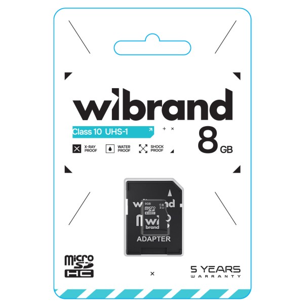 Карта пам'яті microSDHC (UHS-1) Wibrand 8Gb class 10 (adapter SD) (WICDHC10/8GB-A)