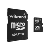 Карта пам'яті microSDXC (UHS-1) Wibrand 64Gb class 10 (adapter SD) (WICDXU1/64GB-A)