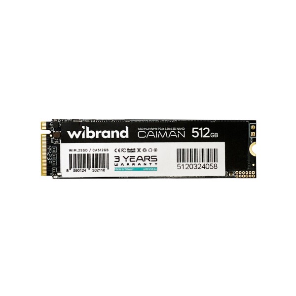 Накопичувач SSD M.2 Wibrand Caiman 512GB NVMe 2280 PCIe 3.0 3D NAND (WIM.2SSD/CA512GB)