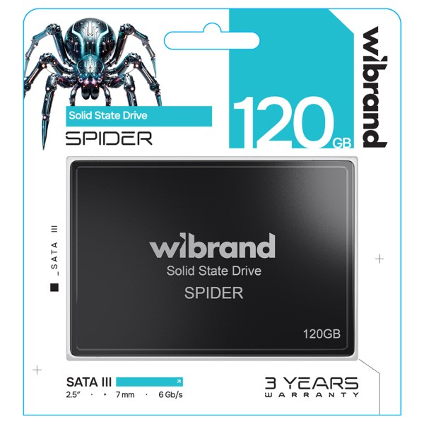 Накопичувач SSD Wibrand Spider 120GB 2.5" 7mm SATAIII Standard (WI2.5SSD/SP120GBST)