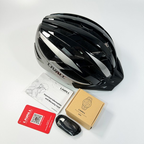 Захисний шолом Livall MT1 NEO (M) Black Grey (54-58см), акустика, мікрофон, сигнали поворотів та стопів, додаток, пульт BR80, Bluetooth (LIV-T0MT1N-6243)