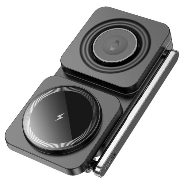 Бездротовий зарядний пристрій HOCO CQ10 Consuelo folding 3-in-1 wireless fast charger Black (6942007618359)
